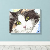Zwarte en witte kat canvas afdruk (Insitu (Houten vloer))