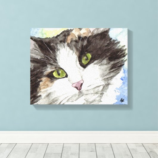 Zwarte en witte kat canvas afdruk (Insitu (Houten vloer))