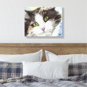 Zwarte en witte kat canvas afdruk (Insitu (Slaapkamer))
