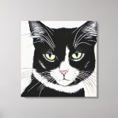 Zwarte en witte kat canvas afdruk (Voorkant)