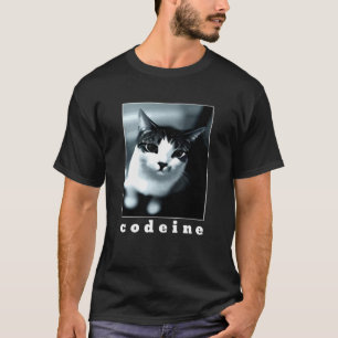 Zwarte en witte kat codeïne t-shirt