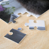 Zwarte en witte kat en bloemen. legpuzzel (Zijkant)