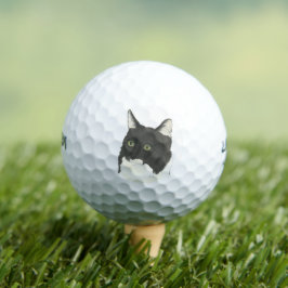 Zwarte en witte kat golfballen