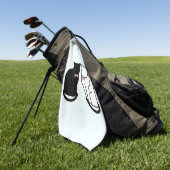 Zwarte en witte kat golfhanddoek (Groen)