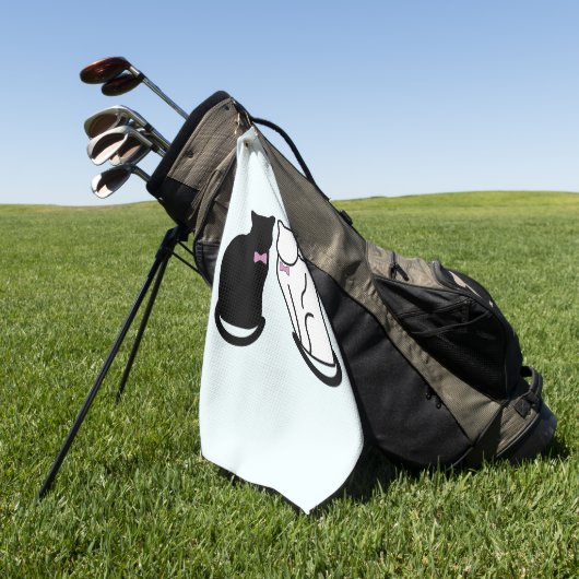 Zwarte en witte kat golfhanddoek (Groen)