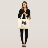 Zwarte en witte kat grote tote bag (Voorkant (model))
