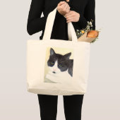 Zwarte en witte kat grote tote bag (Voorkant (product))