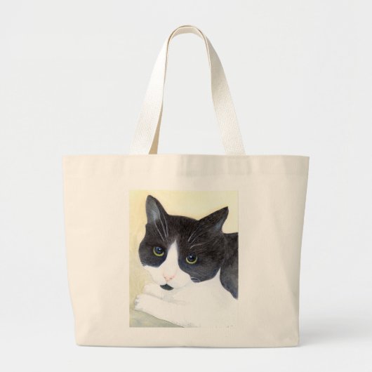 Zwarte en witte kat grote tote bag (Voorkant)
