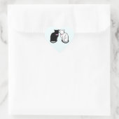 Zwarte en witte kat hart sticker (Tas)