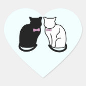 Zwarte en witte kat hart sticker (Voorkant)