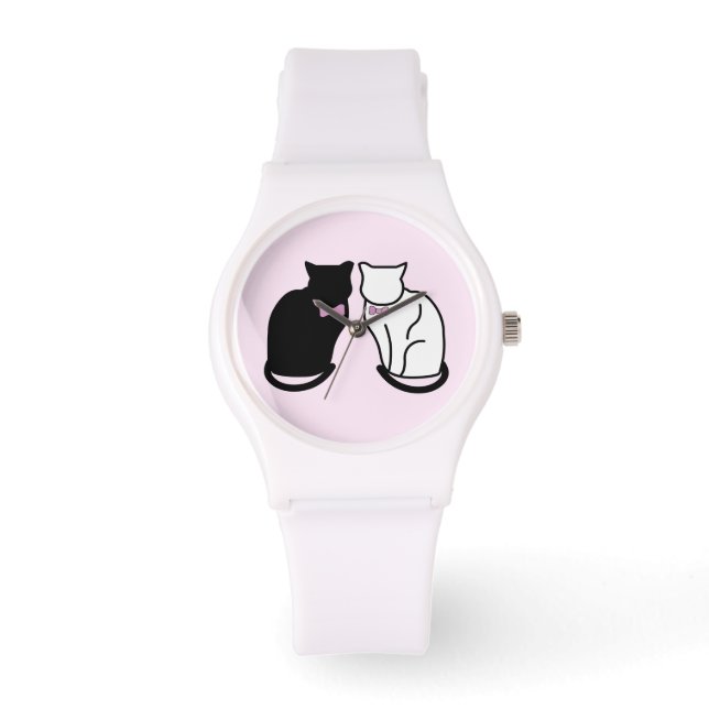 Zwarte en witte kat horloge (Voorkant)
