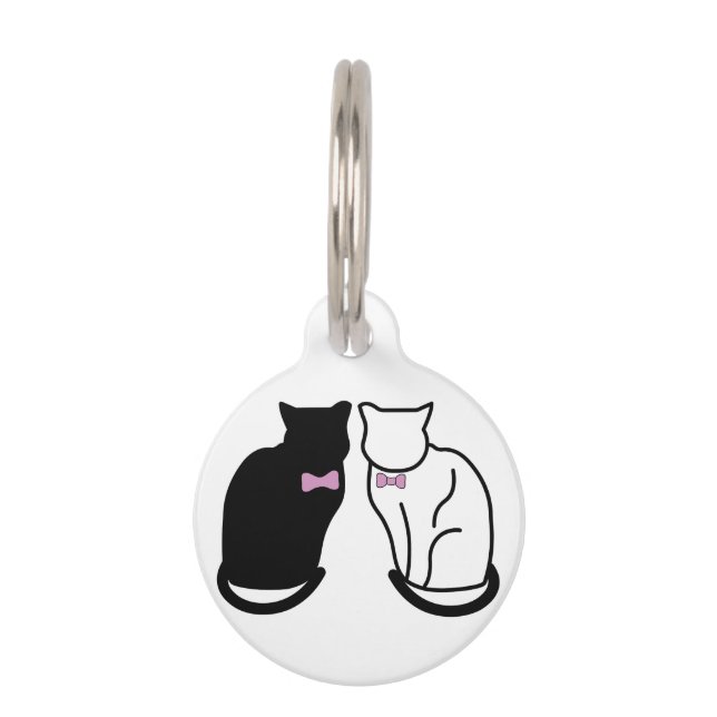 Zwarte en witte kat huisdierpenning (Voorkant)
