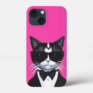 Zwarte en witte kat in een Stropdas van Tuxedo en  Case-Mate iPhone Case