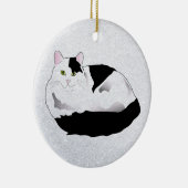 zwarte en witte kat keramisch ornament (Rechts)