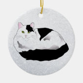 zwarte en witte kat keramisch ornament (Voorkant)