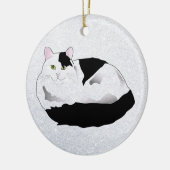 zwarte en witte kat keramisch ornament (Links)