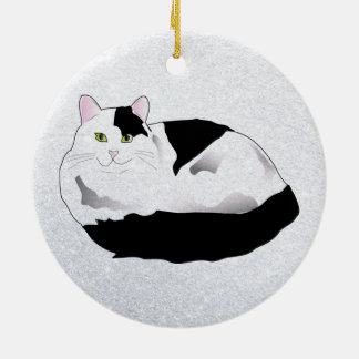 zwarte en witte kat keramisch ornament