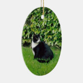 Zwarte en witte kat keramisch ornament (Rechts)