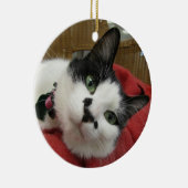 Zwarte en witte kat keramisch ornament (Rechts)