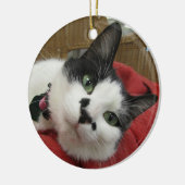 Zwarte en witte kat keramisch ornament (Links)
