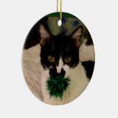 Zwarte en witte kat keramisch ornament (Rechts)