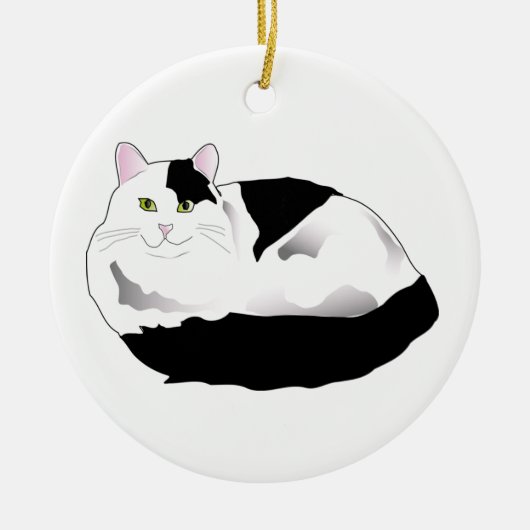zwarte en witte kat keramisch ornament (Voorkant)