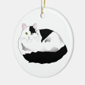 zwarte en witte kat keramisch ornament (Links)
