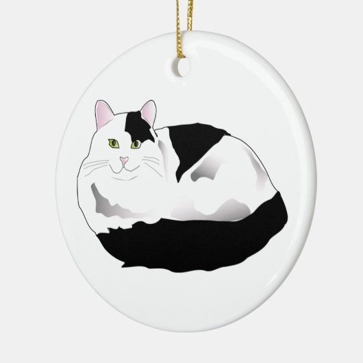 zwarte en witte kat keramisch ornament (Links)