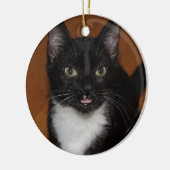 ZWARTE EN WITTE KAT KERAMISCH ORNAMENT (Links)