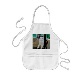 Zwarte en witte kat kinder schort