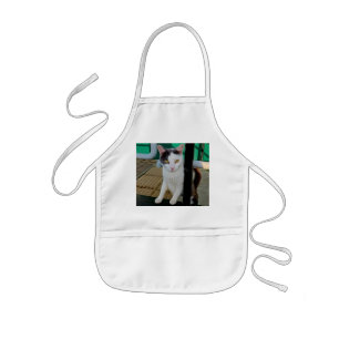 Zwarte en witte kat kinder schort