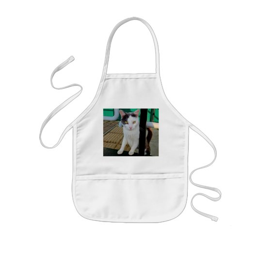 Zwarte en witte kat kinder schort (Voorkant)