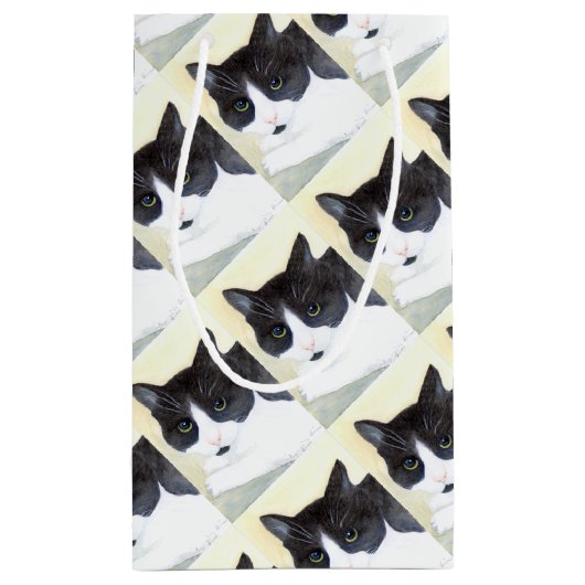 Zwarte en witte kat klein cadeauzakje (Achterkant)