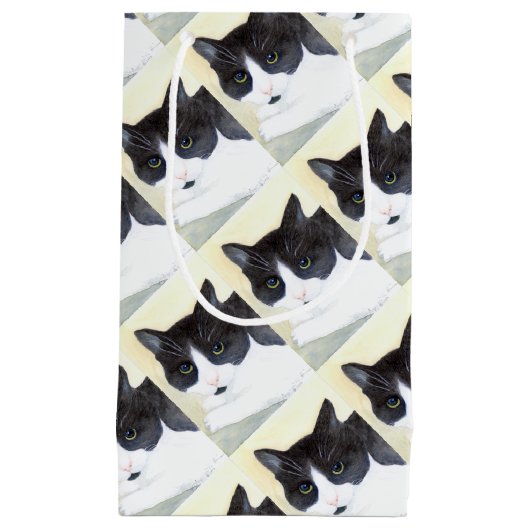 Zwarte en witte kat klein cadeauzakje (Voorkant)