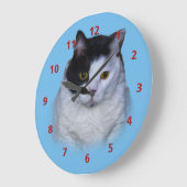 Zwarte en witte kat, klok (Hoek)