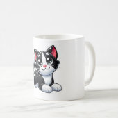 Zwarte en witte kat koffiemok (Voorkant rechts)