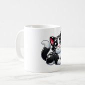 Zwarte en witte kat koffiemok (Voorkant links)