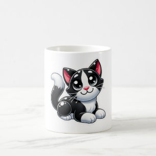 Zwarte en witte kat koffiemok
