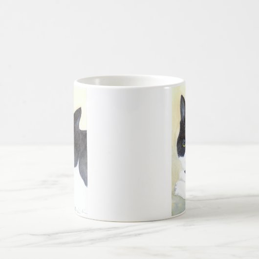 Zwarte en witte kat koffiemok (Center)