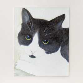 Zwarte en witte kat legpuzzel