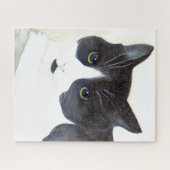 Zwarte en witte kat legpuzzel (Horizontaal)