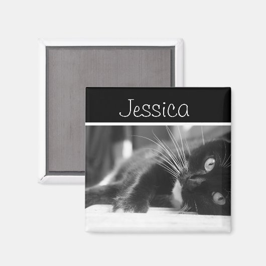 Zwarte en witte kat magneet (Voorkant / Achterkant)