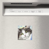 Zwarte en witte kat magneet (Insitu (Vaatwasser))