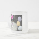 Zwarte en witte kat matglas koffiemok (Voorkant links)