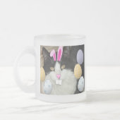 Zwarte en witte kat matglas koffiemok (Links)