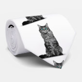 Zwarte en witte kat met groene ogen stropdas (Opgerold)