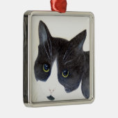 Zwarte en witte kat metalen ornament (Rechts)