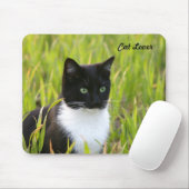 Zwarte en witte kat Mousepad Muismat (Met muis)