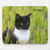 Zwarte en witte kat Mousepad Muismat (Voorkant)