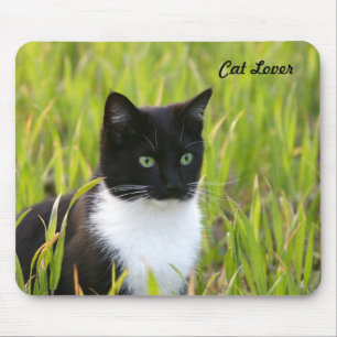 Zwarte en witte kat Mousepad Muismat